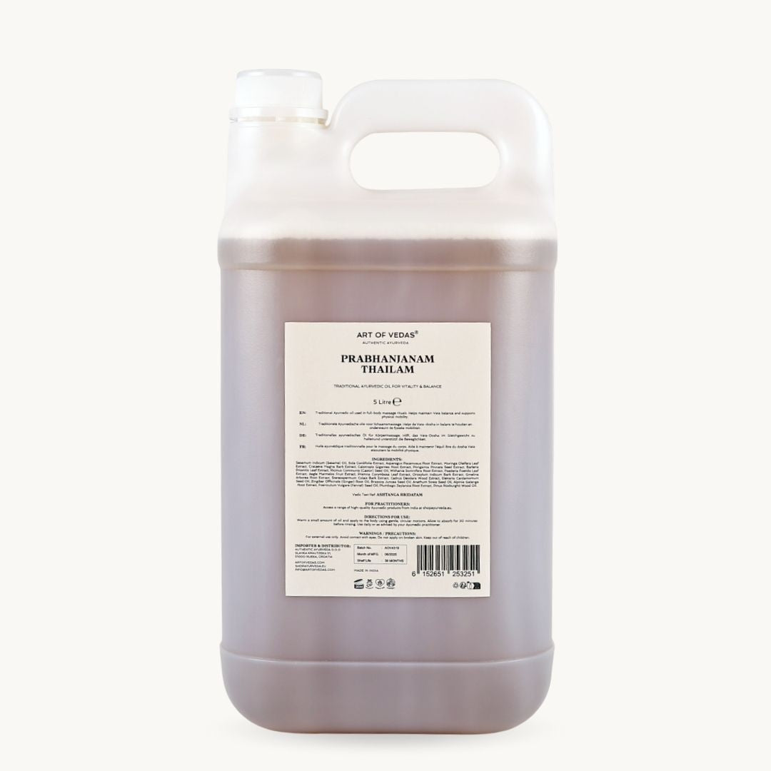 Art of Vedas Prabhanjanam Thailam 5 Litre - Bulk Ayurvedic Oil for Vitality and Balance