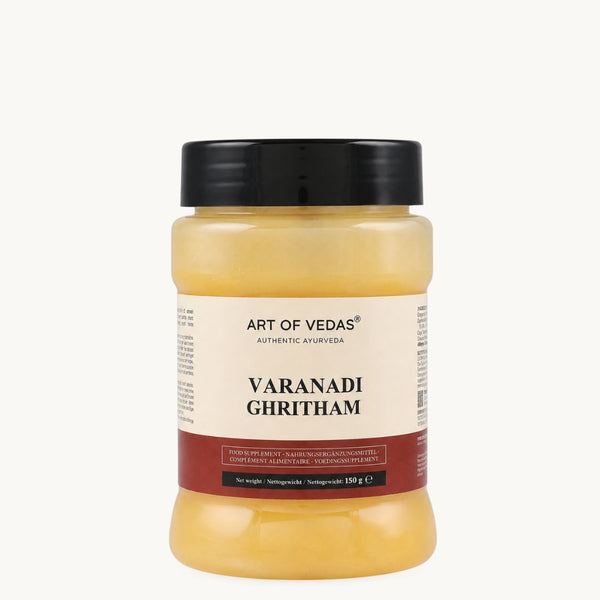 Art of Vedas Varanadi Ghritham, klassieke ayurvedische ghee: Shatavari, Haritaki. Pot van 150 g